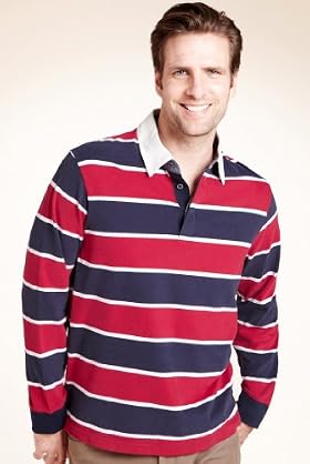 Blue Harbour Pure Cotton Tipped Stripe Rugby Top