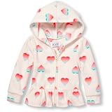 THE CHILDREN'S PLACE(ザ・チルドレンズプレイス) レインボウハートプリントグレイシャーフリースラッフルペプラムジャケット ホワイト アウターパーカー 3歳【並行輸入】