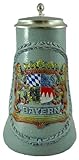 IMAGE OF 1 Liter Bavarian Coat of Arms Hand-painted Stein w/ Pewter Lid