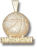 Michigan Wolverines Solid 10K Gold ''MICHIGAN'' Basketball Pendant