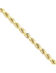4mm, 14 Karat Gold, Diamond-Cut Rope Chain - 9 inch