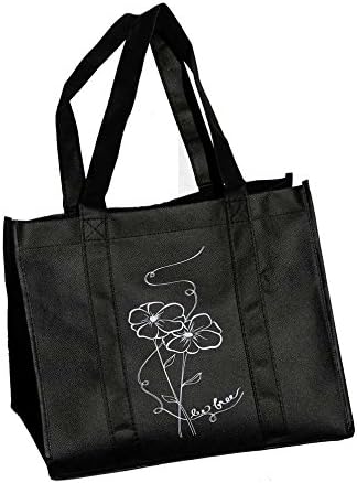 Reusable Grocery Shopping Tote Bags Heavy Duty, Reinforced W Insert, 13" x 9" x 10" Large