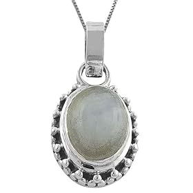 Glamorous 5.7 Ct. Moonstone Pendant With 18 Inch Box Chain by Kooljewelry