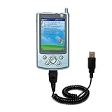 Coiled Power Hot Sync and Charge USB Data Cable w/ Tip Exchange for the Fujitsu Loox 610 - Gomadic Brand