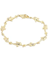10k Yellow Gold Diamond School of Dolphins Bracelet