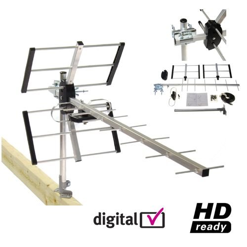 Satgear Digital Aerial High Gain 12dB Wideband Freeview HD Aerial Kit - Ready Assembled and Compact