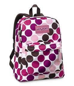 jansport superbreak backpack in white pink daiquiri spots t501  more detail click!