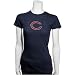 Chicago Bear T Shirt : Chicago Bear Navy Blue Ladies Rhinestone Slim Fit T Shirt