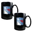 New York Rangers 2pc Black Ceramic Mug Set - Primary Logo NHL Hockey
