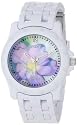 Sprout Women's ST6001LMWT Diamond Accented Lavender Flower Dial and White Corn Resin Bracelet Watch