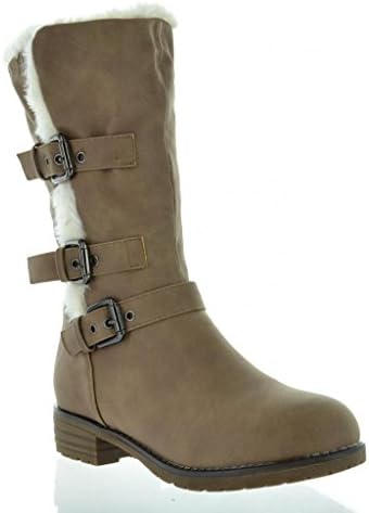 DREAM PAIRS ESKIMO Women's Winter Snow Fur Lining Buckles Side Zipper Outdoor Boots