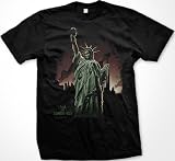 Zombie Statue Of Liberty Mens Horror Movie T-shirt, Zombie USA Liquid Blue Zombie Liberty Design Men's Tee Shirt