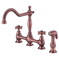 Danze D414067AC Opulence Two Handle Cross Handle Kitchen Faucet with Spray, Antique Copper