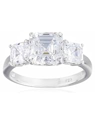Sterling Silver Swarovski Zirconia 3cttw Asher 3 Stone Anniversary Ring