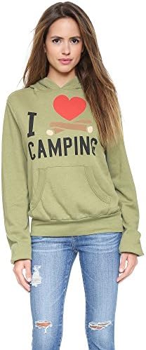 Wildfox Women's I Heart Camping Hoodie, Mossy Rock, Medium