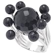 Black Resin Balls Sterling Silver Ring Sizes: 5-9