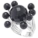 Black Resin Balls Sterling Silver Ring Sizes: 5-9