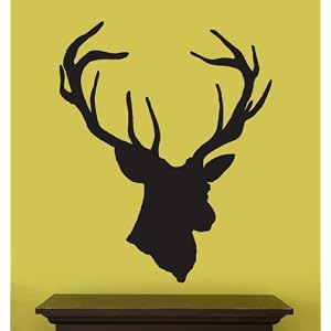 Vinyl Wall Art Decal Sticker Deer Head Statue Silhouette 43" X 35"