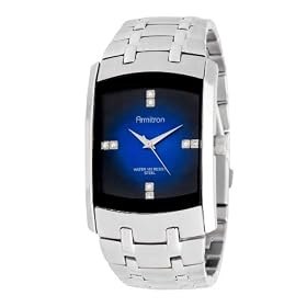 Armitron Men's Dress Rectangular Swarovski Crystal Accented Dial Watch #204507DBSV