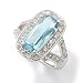 Sterling Silver / Platinum Aqua Cubic Zirconia Octagon Ring