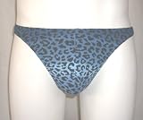 Mens Thong Swimwear/Underwear Nylon/Lycra Blue Leopard