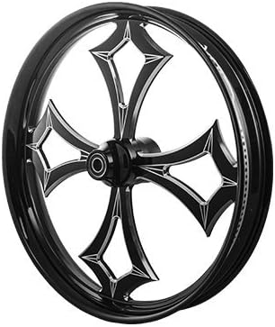 21" X 3.25 SMT MACHINING BLACK DOUBLE CUT "BARBARIC TENDENCIES" FRONT MOTORCYCLE WHEEL FOR HARLEY DAVIDSON SPORTSTERS