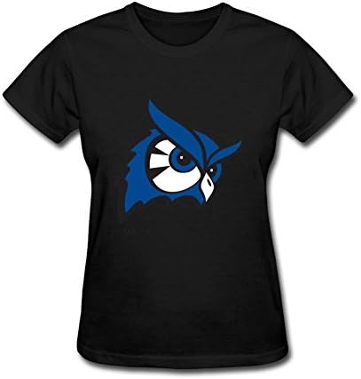 Bod Co Blue OVO Bird Owl Pattern Logo Women's T-Shirts Black X-Large