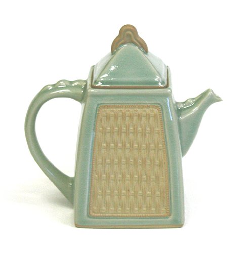 Hues & Brews Green Siam Celadon 40 Oz. Teapot | Tea Kettle with Removable Lid - 8.5" x 8.5" x 4.9"