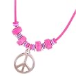 Peace Hot Pink Purple Girls Pendant Necklace