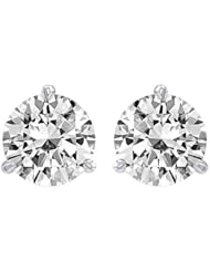 1 Carat GIA Certified Solitaire Diamond Stud Earrings Round Brilliant Shape 3 Prong Martini/Cocktail Style Push Back (E Color, IF Clarity, 1 ctw)