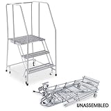 3 Step Rolling Safety Ladder with 30" Top Step - Unassembled