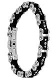 Stainless Steel and Black Rubber Cycle Bracelet