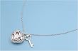 Sterling Silver Necklace - Heart and Key - 16mm Pendant Height