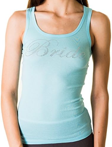 Bride Rhinestone Longer Length Tank (X-Large, Aqua)
