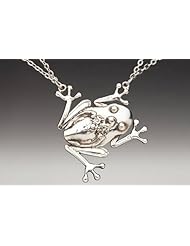 Silver Spoon Handle Double Chain 2" Tree Frog Necklace ND