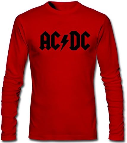 Tcoo Men's Acdc Band Logo Cotton Long Sleeve T-shirt Red XXL