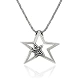 Sterling Silver Marcasite Twin Star Pendant, 18