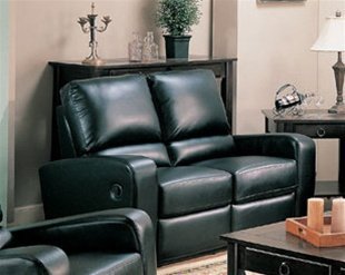 Kingslee Dual Reclining Love Seat in Black Bonded Leather by Coaster Furniture