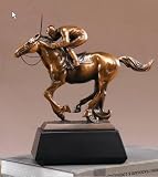 Bronze Plated Resin Sports Jockey Horse Race Sculpture Statue with Base 10