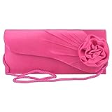 Izaro Satin Curved Flap Rosette Evening Bag