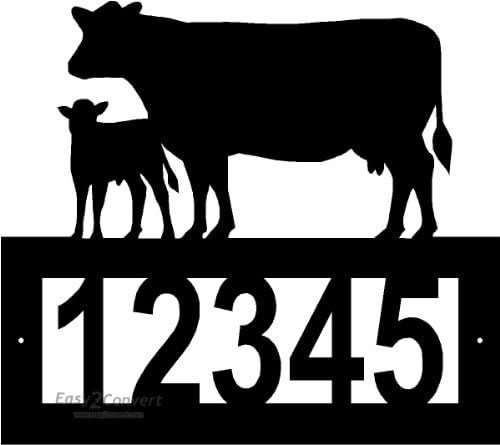 Custom Steel Cow and Calf address sign