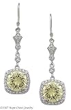 Cubic Zirconia Earrings - Sterling Silver Art Deco Yellow CZ Earrings