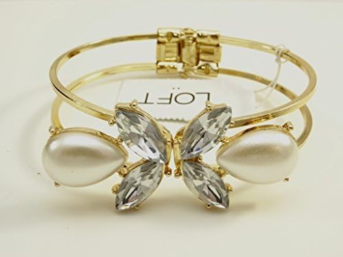 Beautiful New Bangle Bracelet with Faux Pearls & Rhinestones By Loft