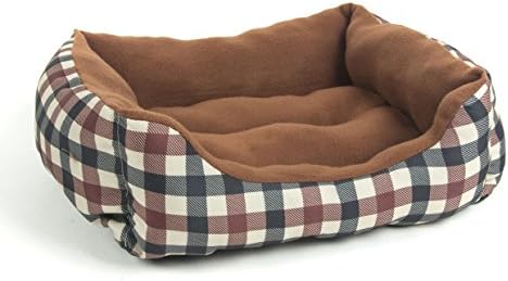 MULTIGOOD Plush Dog Bed Rectangle Warm Pet Bed, Coffee, Medium