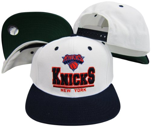 New York Knicks White/Navy Two Tone Plastic Snapback Adjustable Plastic Snap Back Hat / Cap