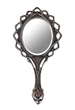 11 inch Victorian Hand Mirror wEarthtone Insets Burnished Bronzehue