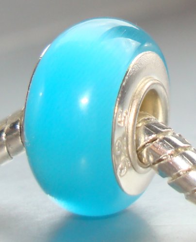 Blue Pearl Unique Genuine Murano Glass Charm Beads - 925 Stamped Silver Single Core - Fits Pandora, Chamilia, Troll, Biagi Bracelet - Perfect Gift ** BUY MORE THAN ANY ONE OF MY BEADS & RECEIVE POSTAGE DISCOUNT **