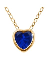 1.07 Ct Heart Shape Blue Created Sapphire 14K Yellow Gold Pendant