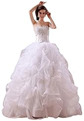 Sweetheart  Organza Beaded Crystal  Ball Gown Wedding Dress 