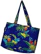 Quilted Beach Bag and Pareo 3 Piece Set, Parrots on Royal